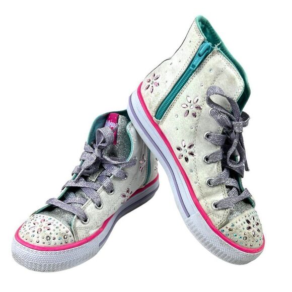 Skechers Kids Girls Twinkle Toes Shuffles Sparkly and Sweet Size 2 Pink Purple - Picture 1 of 15